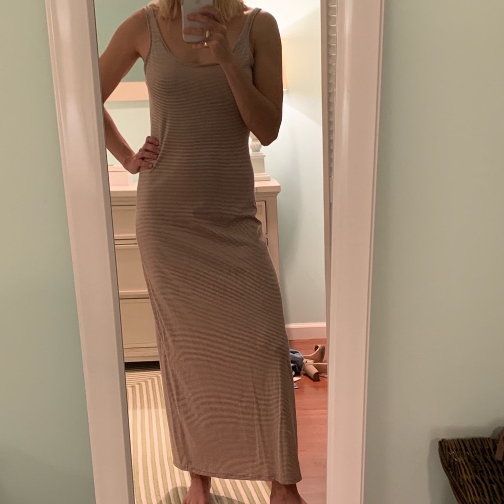 Bar III brown and white stripped maxi dress
